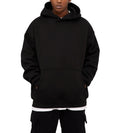 Men's Heavy Weight 500 GSM Oversized Black Fleece Hoodie Simple Style American Basic Solid Color for Autumn Season