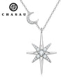 Hot Selling Fashion 3mm 0.10ct Vvs D Color Moissanite Necklace Sterling Silver Star & Moon Pendant Necklace Jewelry Gifts