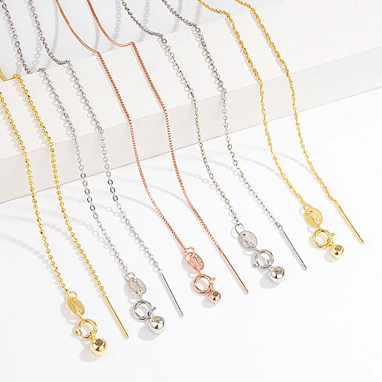 C032 S925 Sterling Silver Chain Gypsophila O Cross Box Chain Adjustable Necklace Chain Fashion Jewelry