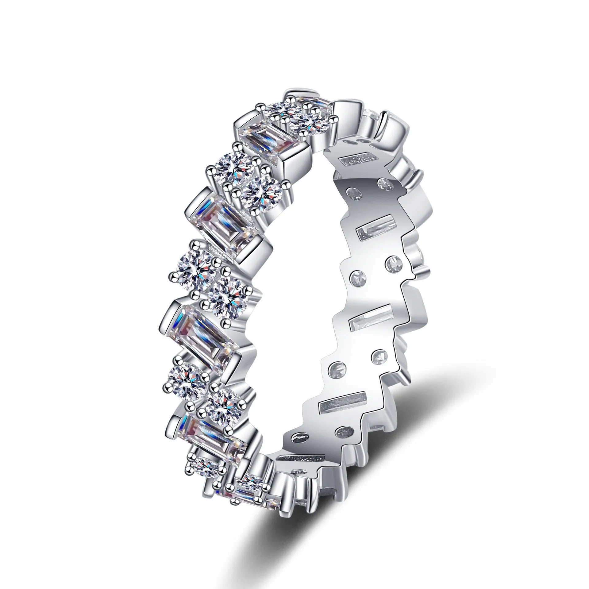 Factory 925 Sterling Silver Luxury Classic Design Ring Emerald  Cut  Moissanite 3.08ct Engagement Moissanite Rings