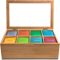 Bamboo Tea Organizer and Storage Box with Magnetic Lid Durable Wood Tea Container Wood Finish Stackable Holder for Tea Packets