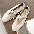 Inside and Out Full Leather Women's Shoes Round Toes Front Lace-up Deep Mouth Single Shoes Flat Small Leather Shoes