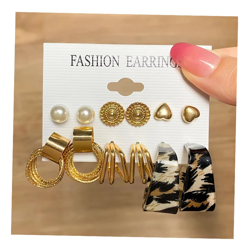 Fashion Style Heart Pearl Earrings Set for Women Jewelry