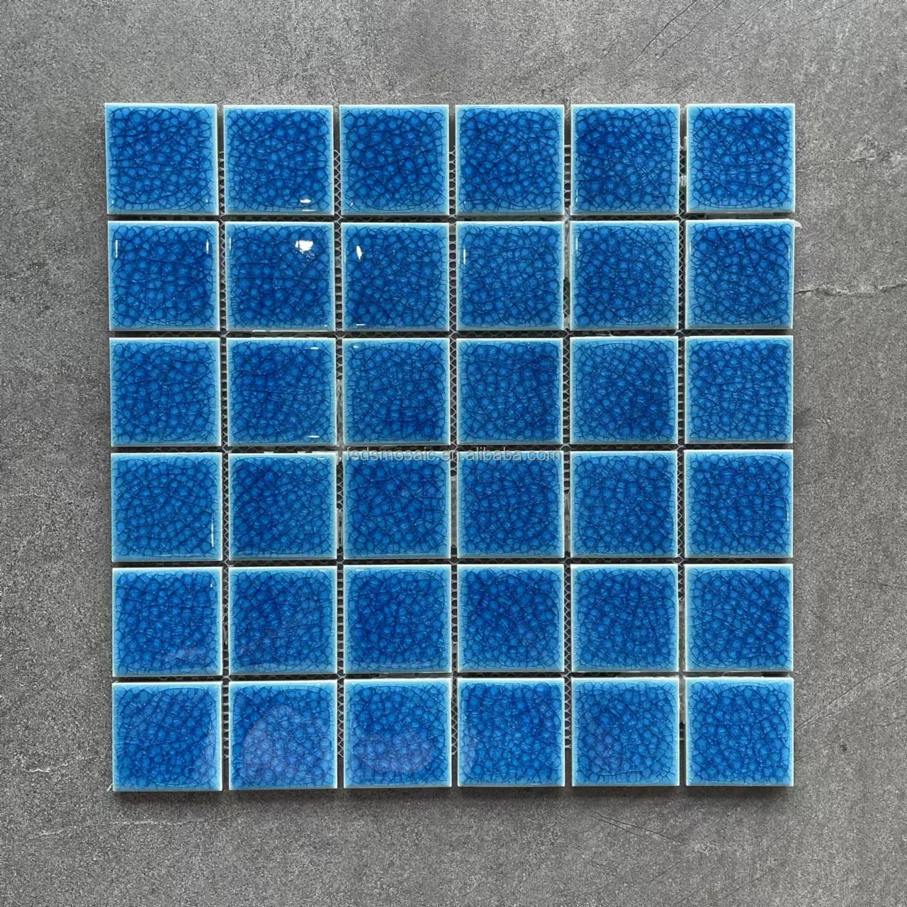 Factory Wholesale Traditional Floor Wall Glossy Ice Crack Swimming Pool Square Mozaik Green Ceramic Tiles Hotel Interior Wall