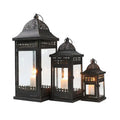 Luxury Living Room Black Metal and Clear Tempered Glass Candle Lanterns Hanging Lantern Home Outdoor Decor