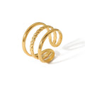 Minimalist Stainless Steel 18K Gold Plated Geometric Three Layer Lines Unique Open Rings Girl Jewelry Gift