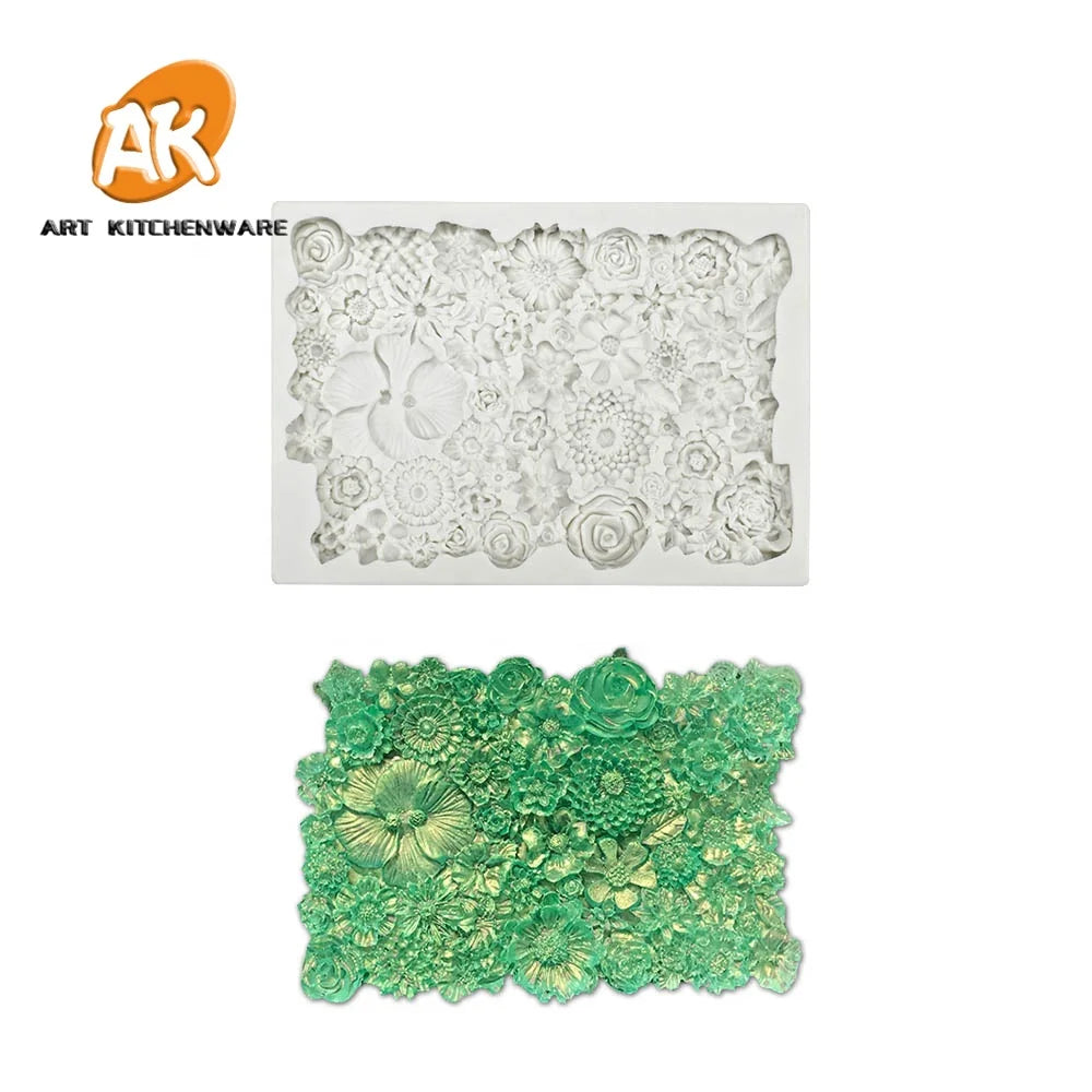 AK Flower Silicone Decorating Molds Cake Silicone Mold Sugarpaste Candy Chocolate Gumpaste Clay Mould