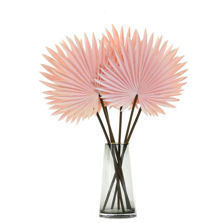 New 65cm Natural Trimmed Dried Palm LeavesArtificial Plants Palm LeavesPU Fan Palm Spear for Photo Props Home Decoration
