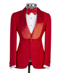 Red Satin Men Suit 3 Pieces (Jacket+Vest+Pant) Fashion Business Blazer Vest One Button Wedding Groom Tuxedo Work Wear Party Wear
