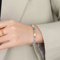 YF3877 Handmade Creative Stainless Steel Jewelry 18k Gold Plated Natural Sea Blue Treasure Pearl Bracelet Gift