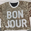 SC008 Women Fashion Short Sequin T-Shirt Custom Casual Short Jersey Women Reversible Sequins Top