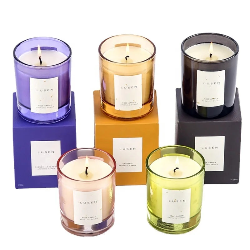 Scented Candle in Glass Jar Plant Essential Oils Handmade Soy Wax Smokeless Scented Candles