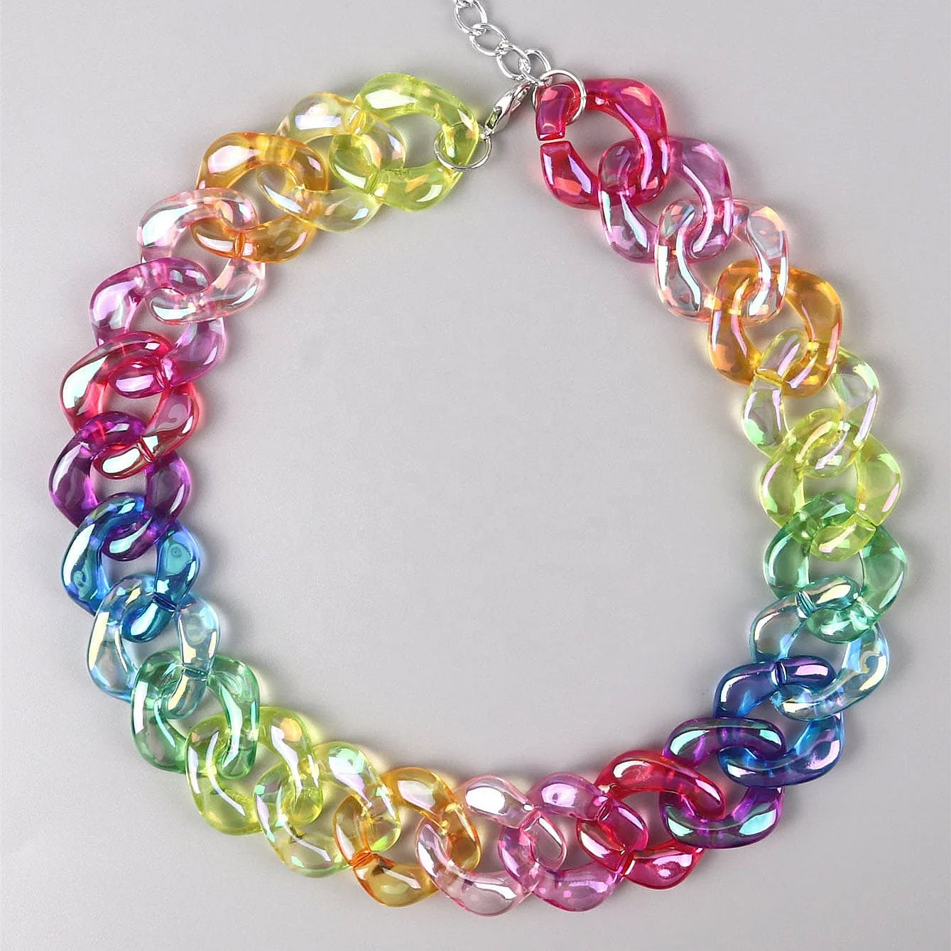 Dazzling Fantasy Mermaid Collar Candy Color Summer Choker Laser Large Resin Link Sweet Girl Acrylic Necklace for Women