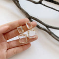 New Design S925 Silver Needle Earrings Fashion Square Crystal Earrings Transparent Drop Earrings for Women 2023