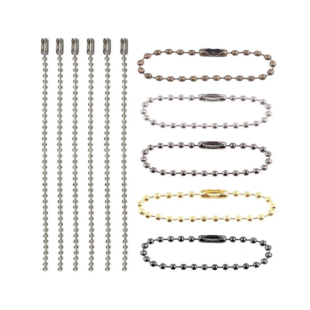 10cm Long 2.4mm Diameter Adjustable Stainless Steel Ball Chains Connector Clasp for Keychains Tags Jewelry Making Bag Pet Tags