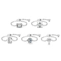 Fine Chain Finger Ring Jewelry 925 Sterling Silver Friendship Adjustable Chain Petite Bezel Diamond Solitaire Ring for Girl