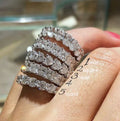 Hot Selling Diamond square White Zircon Ring Fashion Lady Heart Set Diamond Wedding Ring Gift