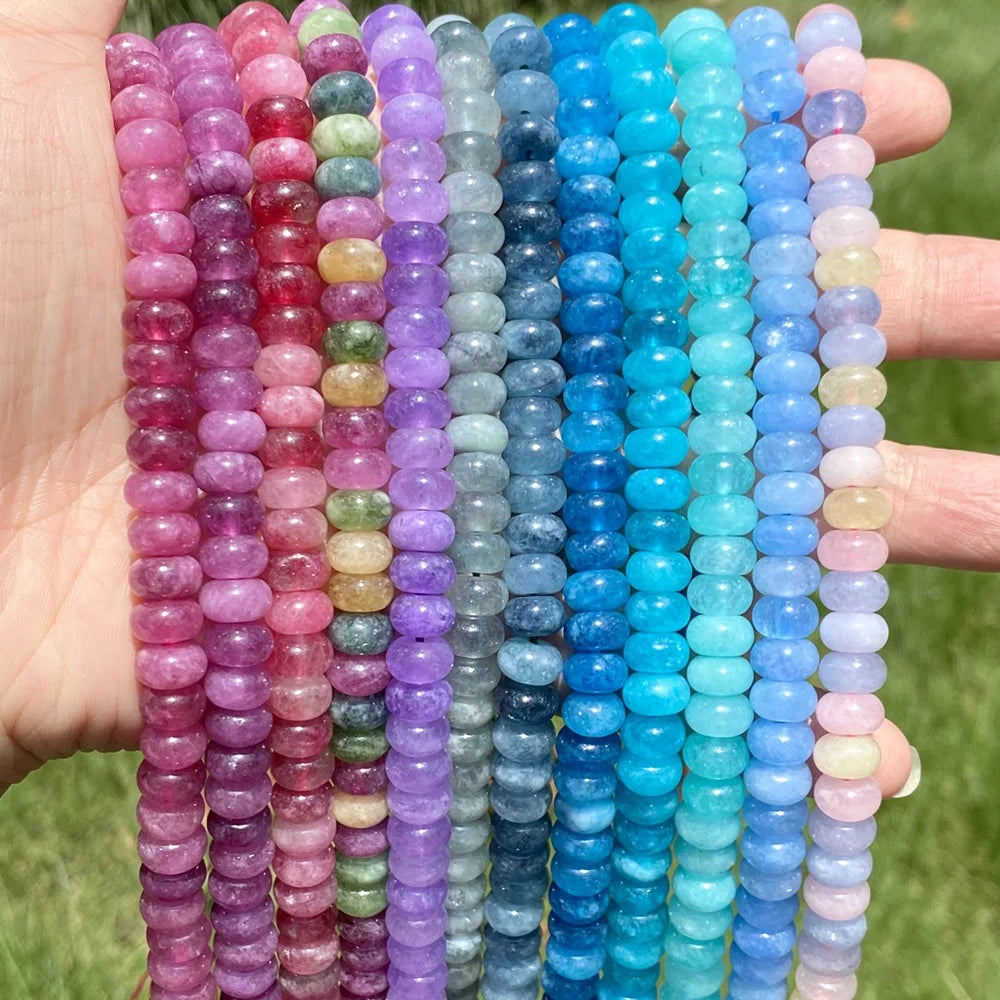 New 5x8mm Natural Stone Beads Aquamarine Amethyst Tourmaline Rondelle Loose Beads for Jewelry Making DIY Bracelets Accessories