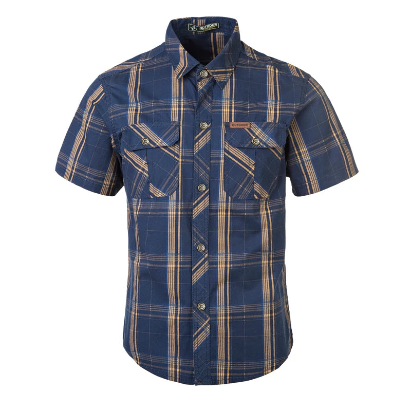Plus Size Men's Summer Casual Short Sleeve Poplin Woven 100% Cotton Oversized Eco-Friendly Breathable Quick Dry Fishing Shirt