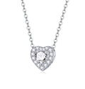 Trendy New Rhodium-plated love Necklace Female Simple Style S925 Silver Clavicle Chain Bright love Heart Zircon Necklace