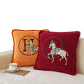 European Jacquard Woven Animal Print Horse Design Luxury Nordic Boho Style 50x50cm Invisible Zipper 100% Polyester Cushion Cover