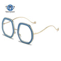 Teenyoun Polygon Goose Egg Large Frame Decorative Optical Glasses Personality Rhinestone Anti-Blue Light Eyewear