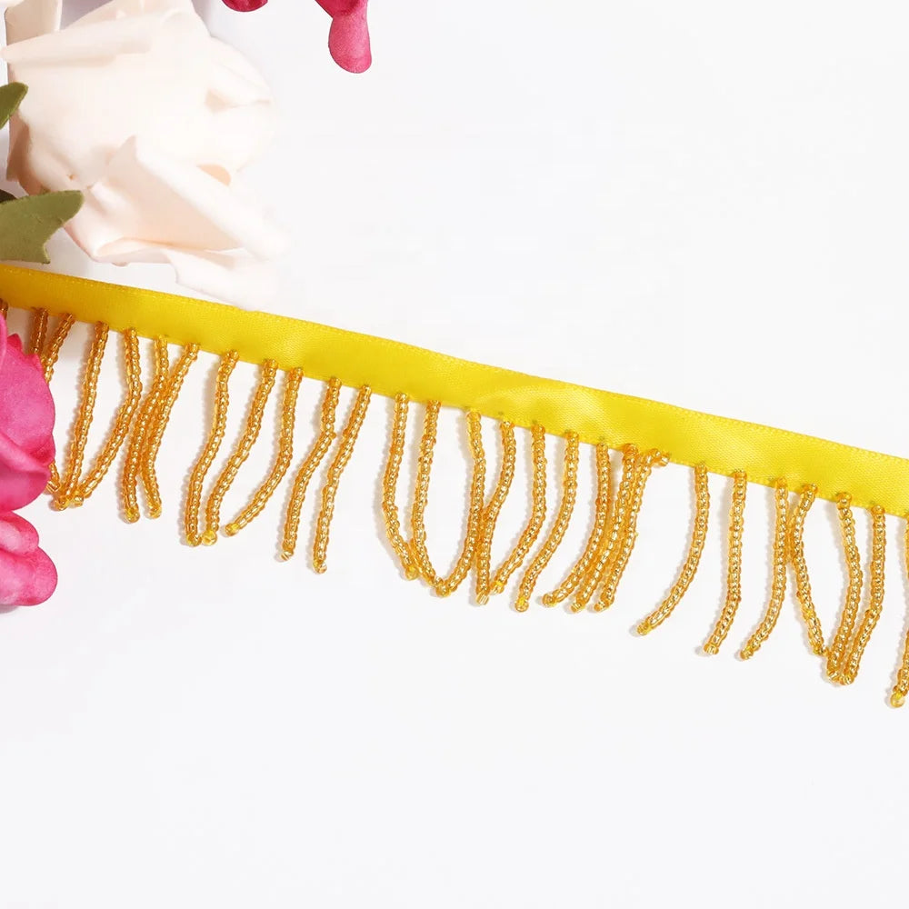 G023 Popular Crystal Custom Colorful Bead Tassel Fringe Trim for Dance Dress