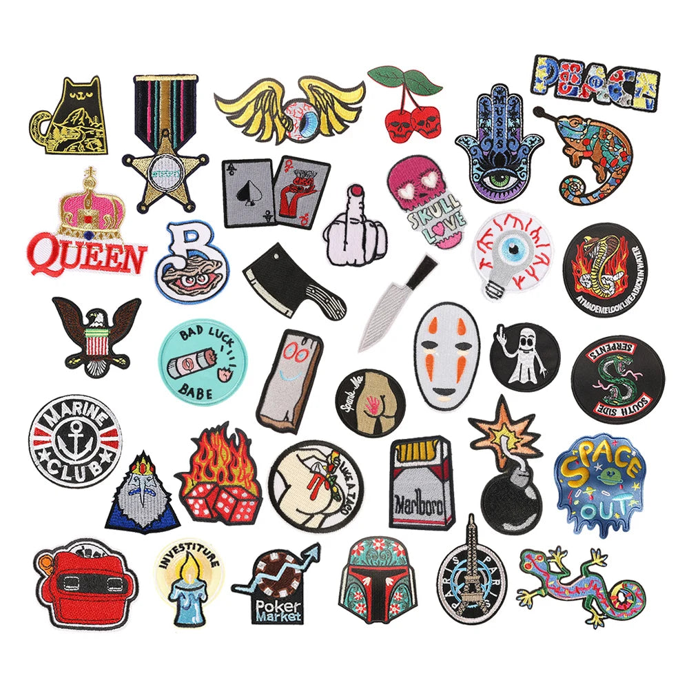Good Factory Supply Wholesale Price Bulk Custom Made Design Embroidery Iron on Patches Punk for Jackets