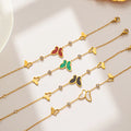 Trendy Tarnish Free IP 18k Gold Plated Jewelry Butterfly Bracelet 316L Stainless Steel Enamel Butterfly Bracelet for Women