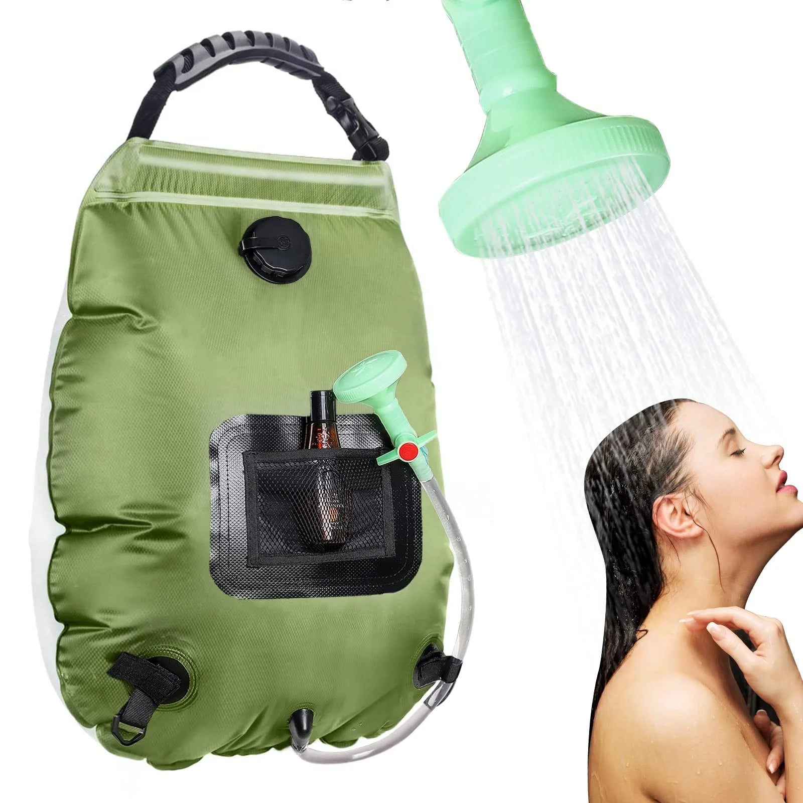 20L Pvc Portable Outdoor Travel Solar Camping Shower Bag Hanging Shower Tote Bag With Removable Hose Switchable Shower Head
