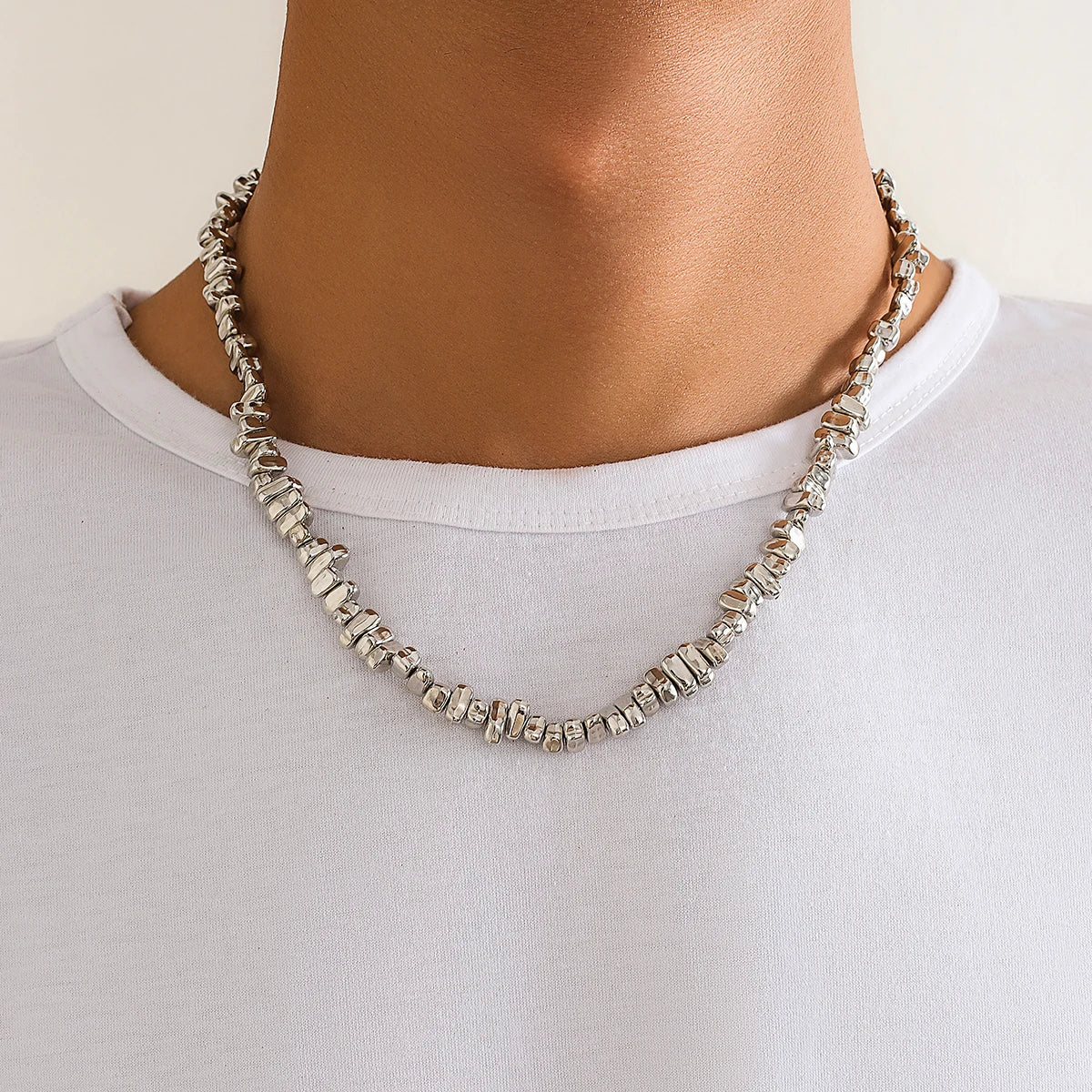 Hip Hop Irregular Heterotypic CCB Beaded Choker Necklace for Men Trendy Male Daily Wear Accessories in Neck Fashion Jewelry Gift