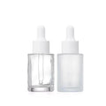 Empty Round Skincare Cosmetic Packaging 1oz 30ml Matte Frosted Amber Flat Beard Oil Essential Oil Dropper Glass Bottle