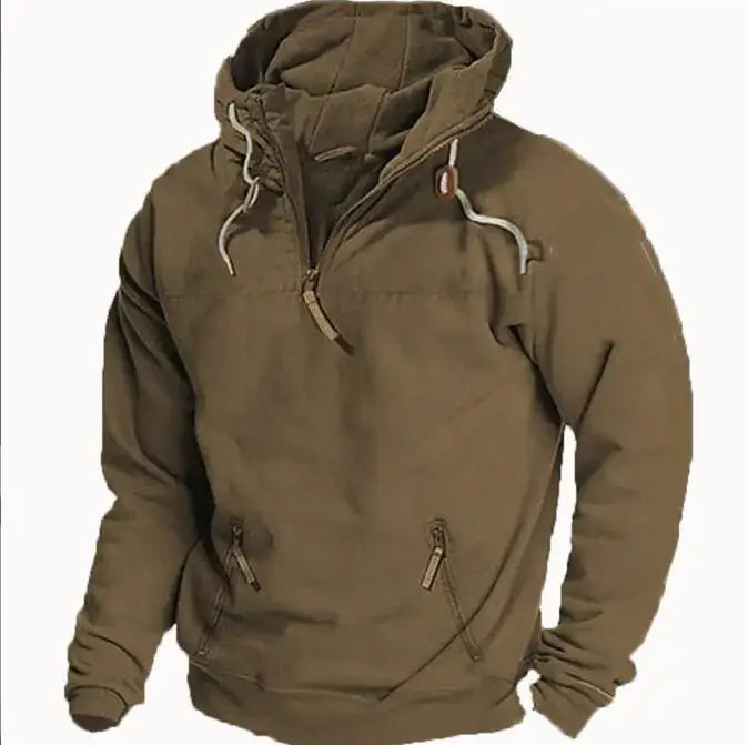 Custom Logo Cotton Heavyweight Hoodies Mens Cargo Pockets Sweatshirt Vintage Washed Pullover Hoodie