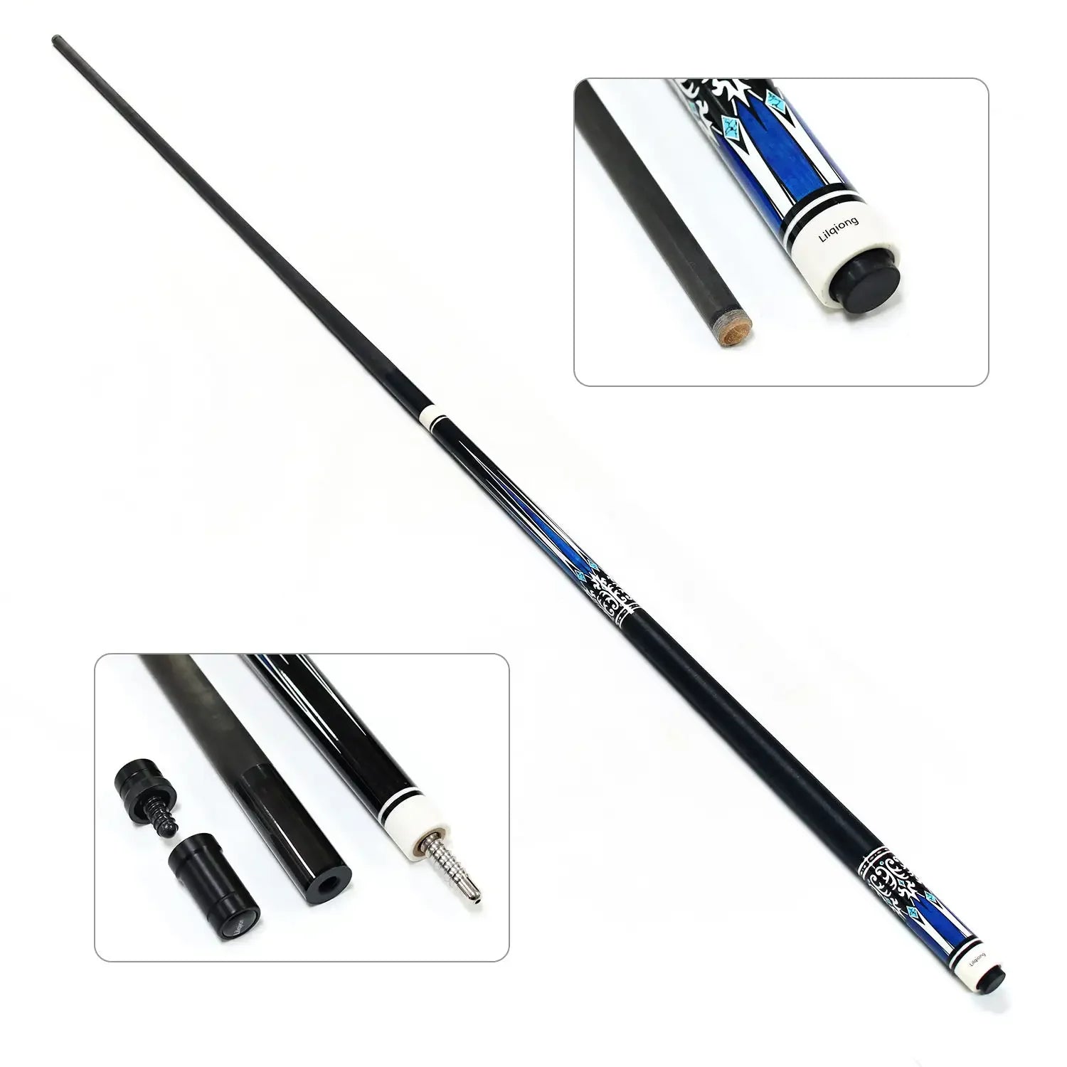 Hot Sell 1/2  Radial Jointed Genuine Carbon Fiber Shaft 12.5mm Tip 58" Linen Wire Grip Billiard Pool Cue Stick for Sale