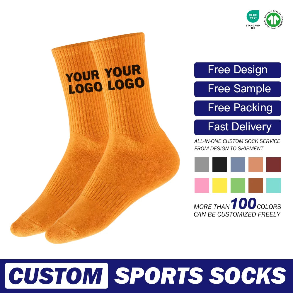 Unisex Autumn Winter Sports Socks New Letter Print Cotton Warm Tread Sweat-Absorbent Features Bottom Logo Position