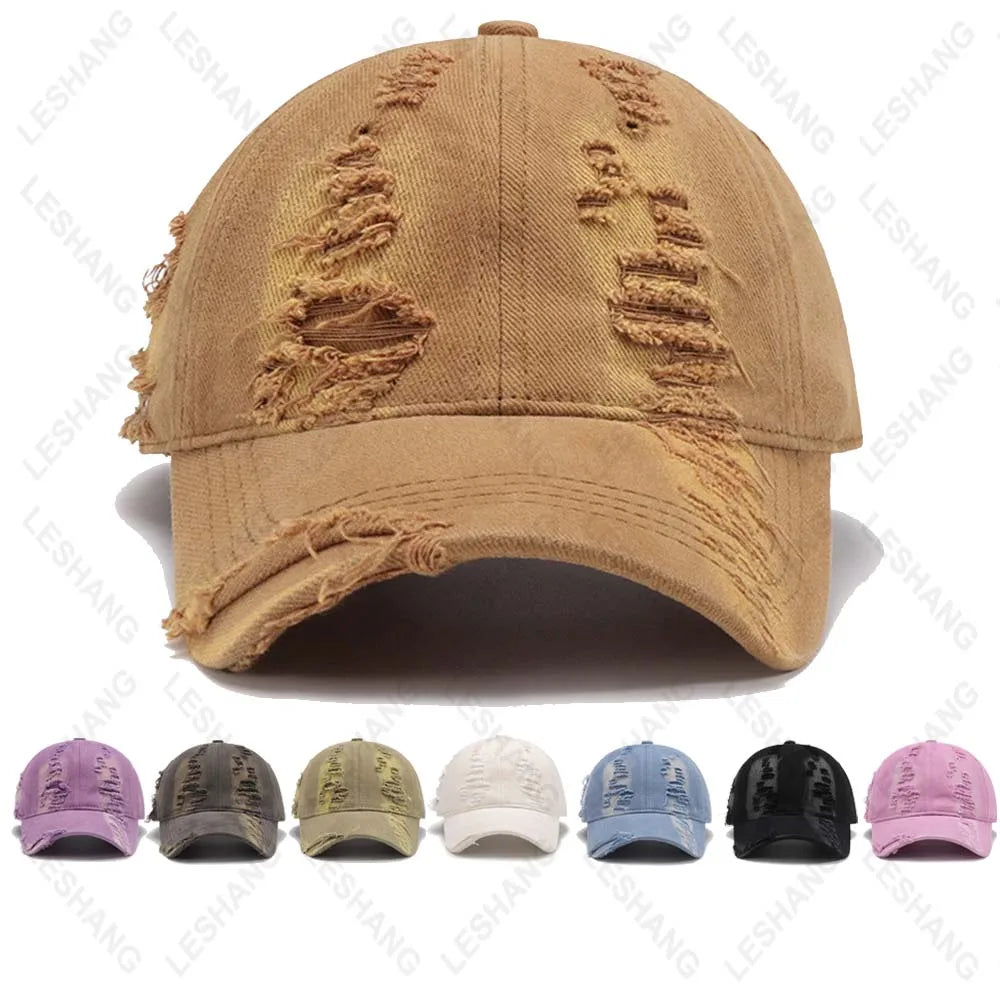 New Arrival Custom Embroidery Logo Worn Distressed Baseball Caps Plain Washed Cotton Vintage 6 Panel Dad Hats Street Style Image