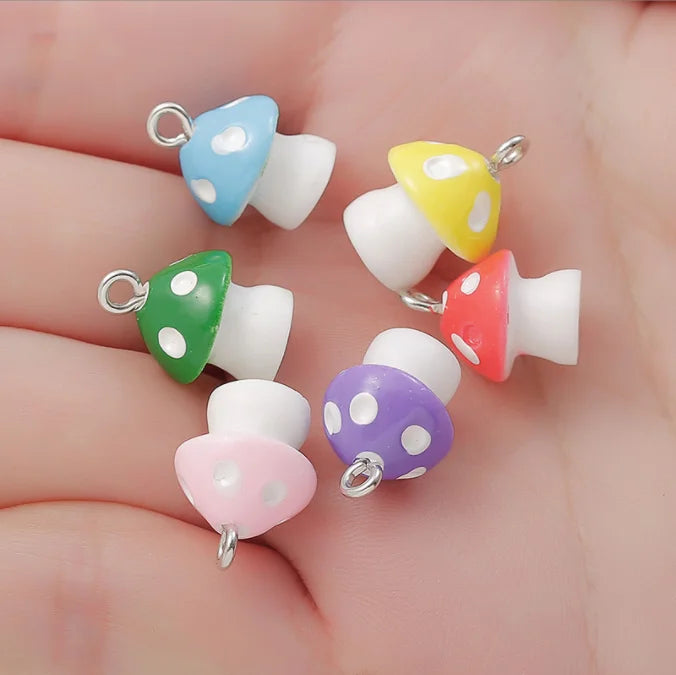 Resin Mushroom Pendant DIY Schoolbag Earrings Bracelet Necklace Charms Pendant for Jewelry Making Accessories
