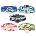 Fashion Handmade Adjustable Colorful String Wax Cord Charm Ocean Wave Bracelet Jewelry for Woman