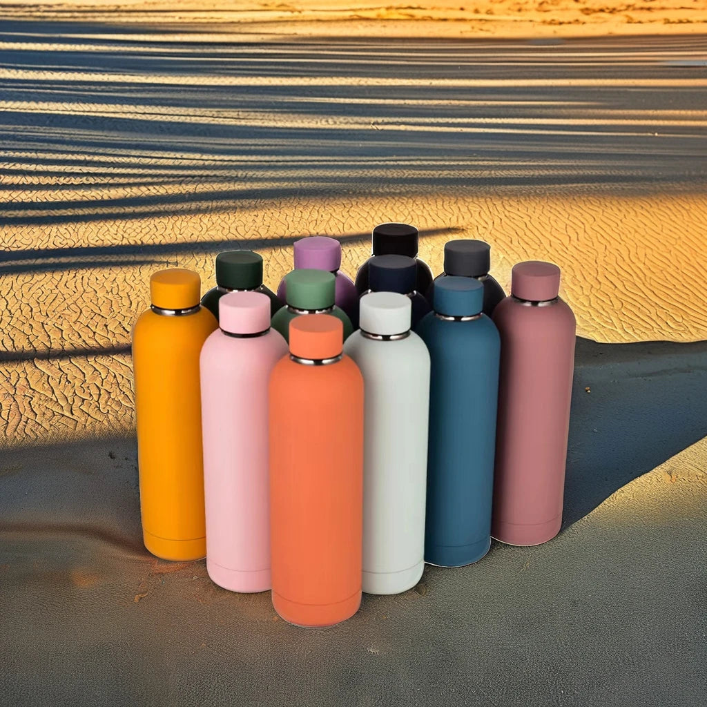 Soft Touch 500ml Double Wall Insulated Water Bottles Mug Cup Matte Stainless Steel Vacuum Flask Sport Camping