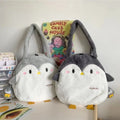 Customized Embroidered Logo Large Capacity Laptop Pocket Cartoon Chubby Penguin Girl Student Handbag School Shoulder Tote Bag