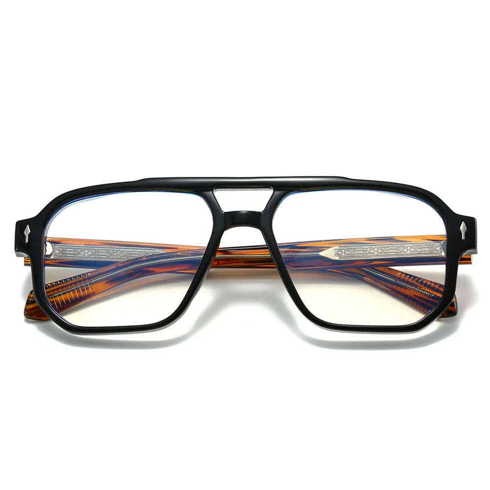 Insertion Pin Rice Nail Double Beam Square Frame Oversized Stylish Blue Light Stylish High-end Eyeglasses