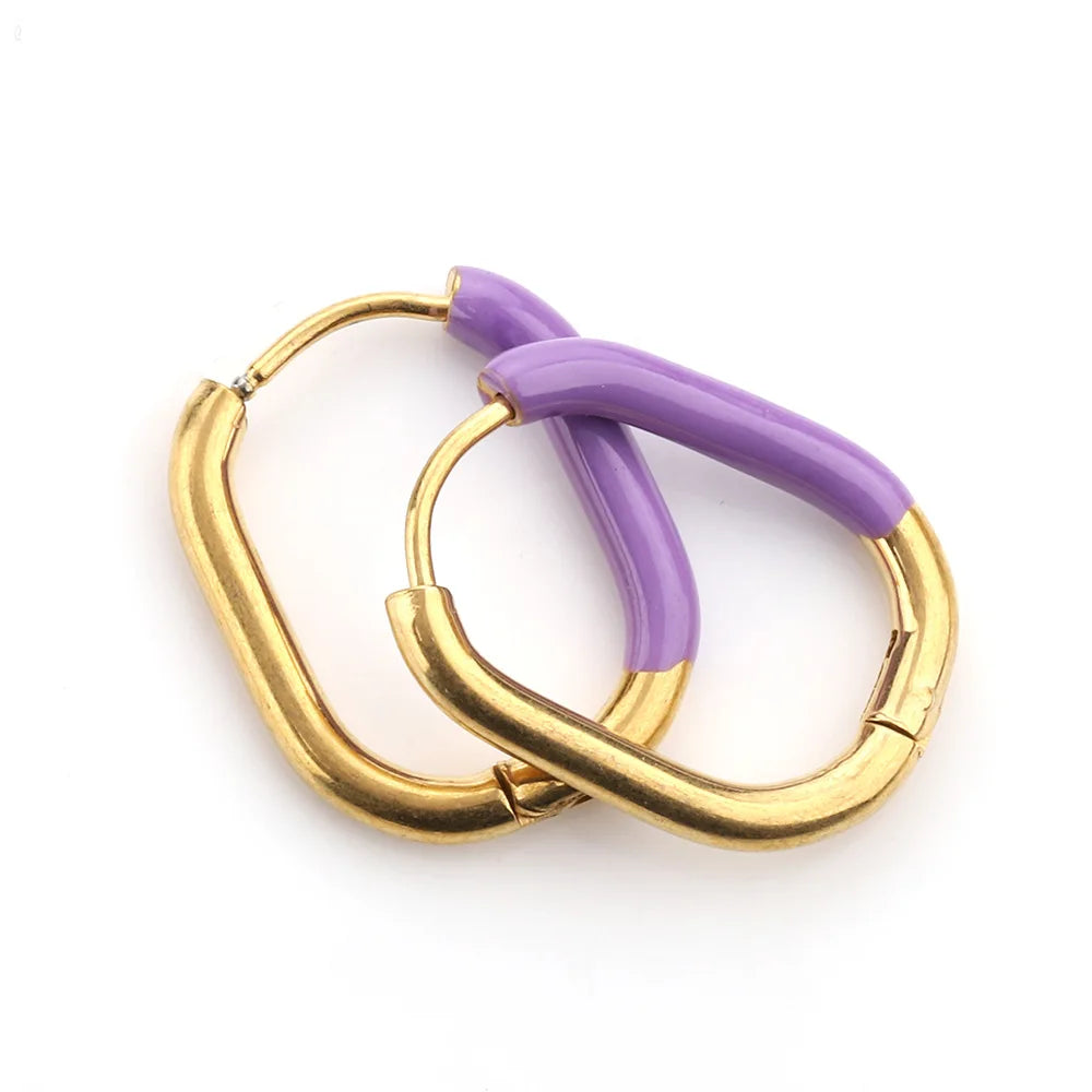 Fashion 18k Gold No Tarnish Stainless Steel Drop Enamel U-shape Earring Clasp for DIY Jewelry Accessories Making