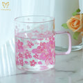 Magical Heat Activated Color Changing Glass Mug  340ml Color-changing Cherry Blossom Drinking Cup Coffee Tea Cup Great Gift