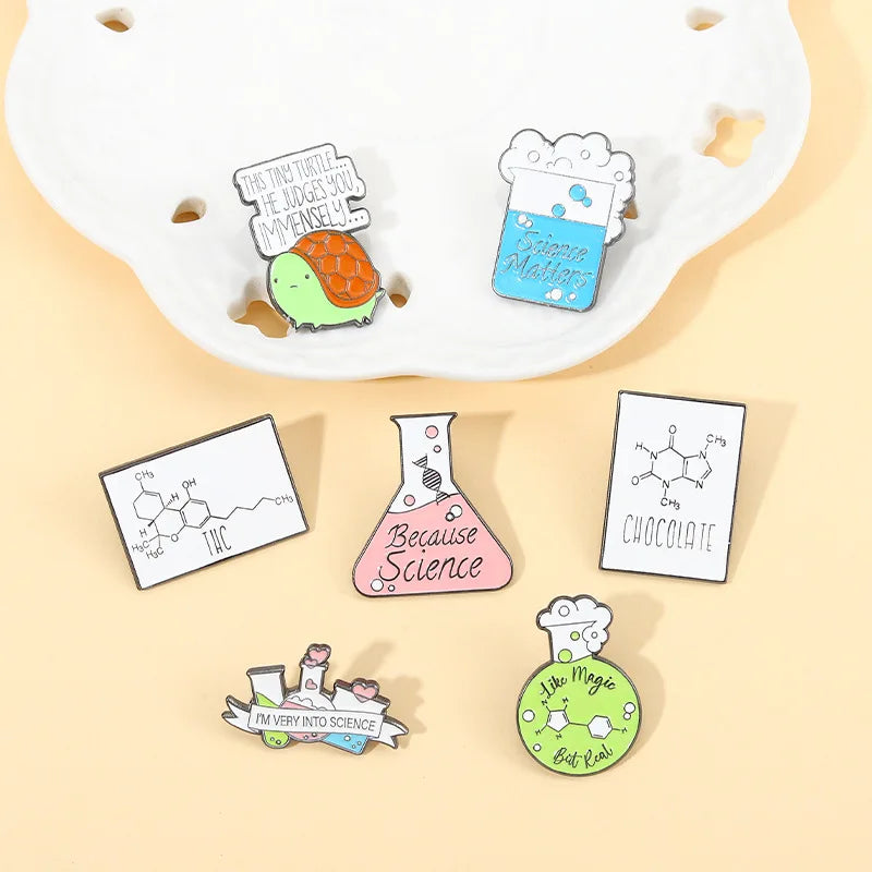 Custom Chemistry Math Science Brooch Pins Metal Equation Pharmacist Enamel Lapel Pin for Scientists Doctors Gift Bag Pin Badge