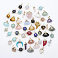 Fashion Gold Plated Semi Precious Charms Heart Star Rose Quartz Natural Stone Gemstones Jewelry Pendants for Jewelry Making