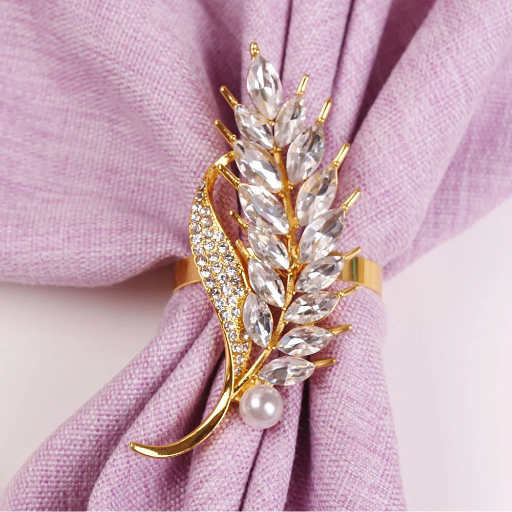 Creative Personalized Diamond Pearl Rice Napkin Ring Luxury Metal Buckle Wholesale Napkin Rings