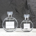 Manufacturer Wholesale 50ml 100ml Flat Round Perfume Bottle with Pump Cap and Pump Sprayer Glass Bottle