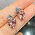 CAOSHI Simple Fashion Minimalist Silver Plated Ear Jewelry Heart Pink Cubic Zirconia Stud Earrings for Women