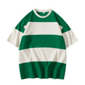 Casual Short-sleeved Color Contrast Striped T-shirt European and American Fashion Popular Men's T Shirts
