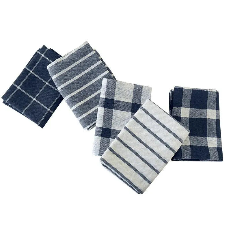 Fashion Cotton Kitchen Towels Cotton Tea Kitchen Yarn-dyed Mediterranean Blue Fabric Napkins Tea Towels Kitchen Towels